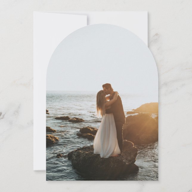 Photo Arch Shaped Wedding Invitation (Back)