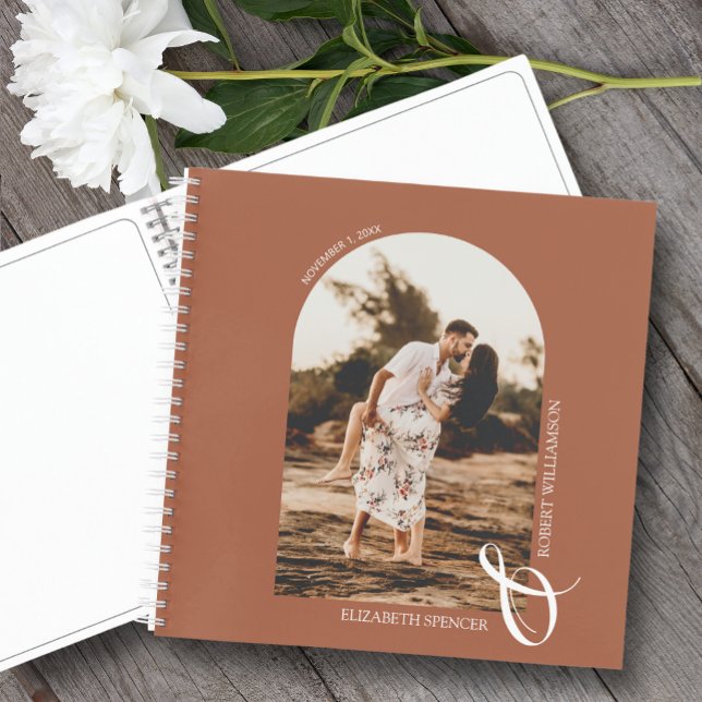 Photo Arch Terracotta Wedding Guest Book Hardcover (Change the pages to any of 10 styles available. LOTS of colors in our collection.)