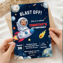 Photo Astronaut Outer Space Rocket Birthday