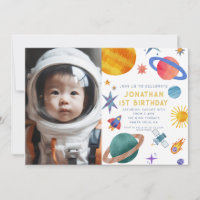 Photo Astronaut Planets Space Boy 1st Birthday