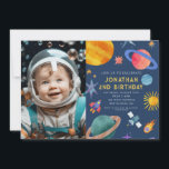 Photo Astronaut Planets Space Boy  Birthday Invitation<br><div class="desc">Astronaut Planets Space Boy  Birthday Invitation 
You can customise your invitations by choosing from so many different paper types,  shapes and texts of your choosing to make it unique and special.</div>
