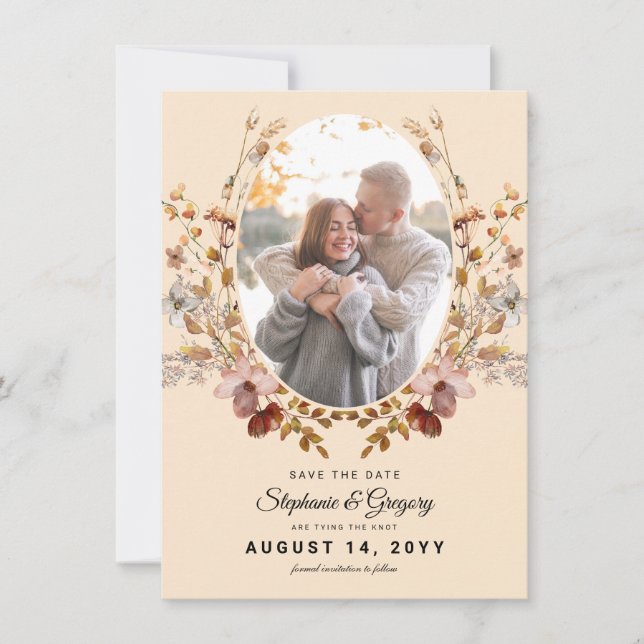 Photo Autumn Boho Wildflower Wedding Save The Date (Front)