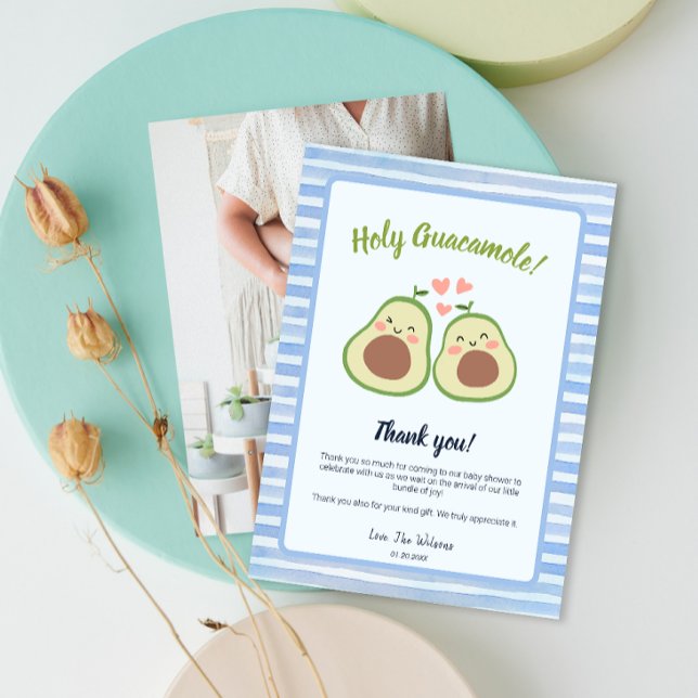 Photo Avocado Baby Shower Party Thank You Card (Photo Avocado Baby Shower Party Thank You Card)