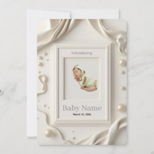 Photo Baby Announcement Card Minimal Neutral New
