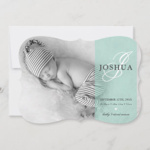 PHOTO BABY ANNOUNCEMENT initial overlay mint
