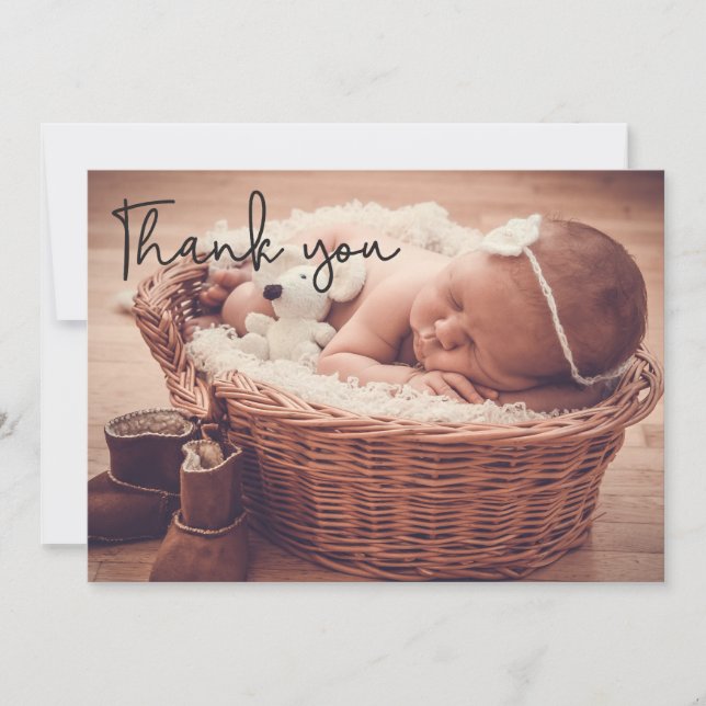 Photo Baby Girl Modern thank You Announcement (Front)