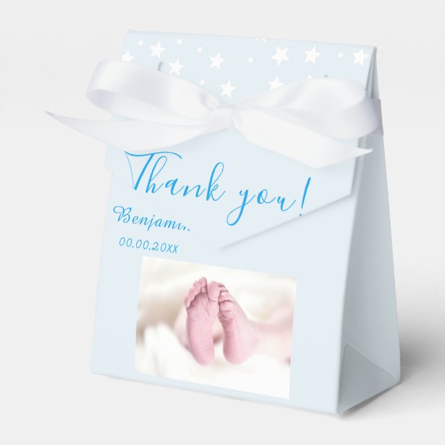 Photo Baby shower Party Blue Favour Box (Front Side)