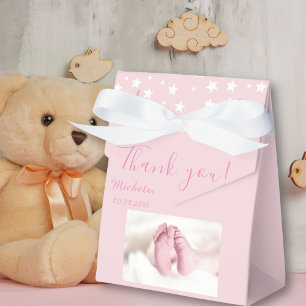 Photo Baby shower Party Pink Favour Box