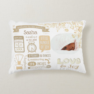 Photo Baby Stats Accent Pillow