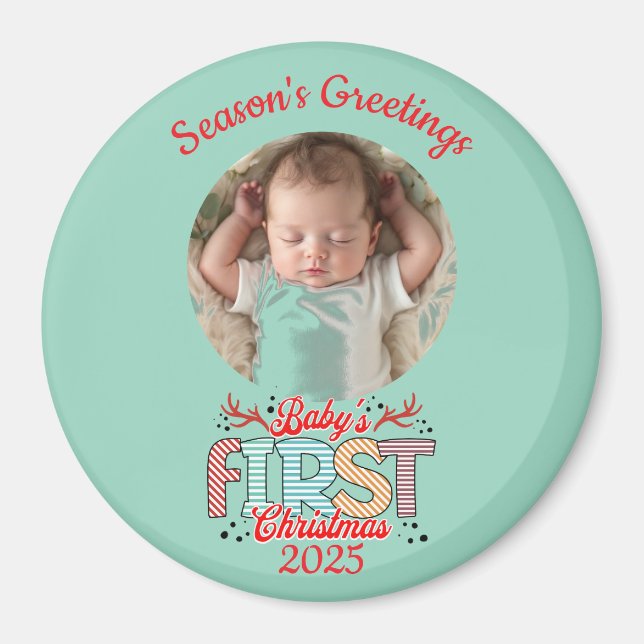 Photo BABY'S First Christmas Personalise Magnet (Front)