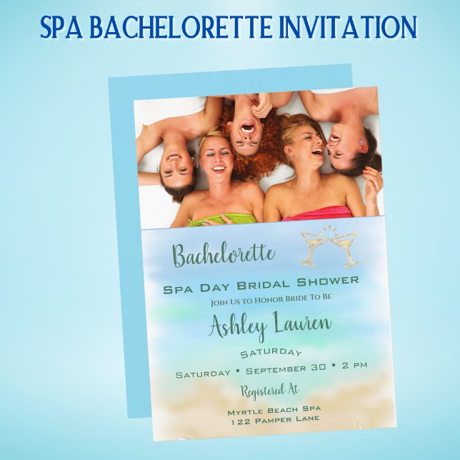 Photo Bachelorette Bridal Shower Spa Day Invitation (Creator Uploaded)