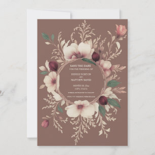 Photo Back Mocha and Cream Floral Save The Date