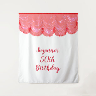 Photo Backdrop 50th Birthday Party Black Red Tapestry