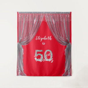 Photo Backdrop 50th Birthday Party Silver Curtain Tapestry