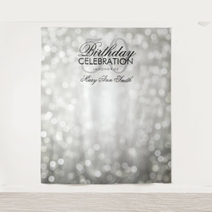 Photo Backdrop 50th Birthday Silver Glitter Lights Tapestry