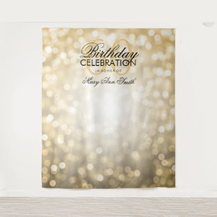 Photo Backdrop 60th Birthday Gold Glitter Lights Tapestry