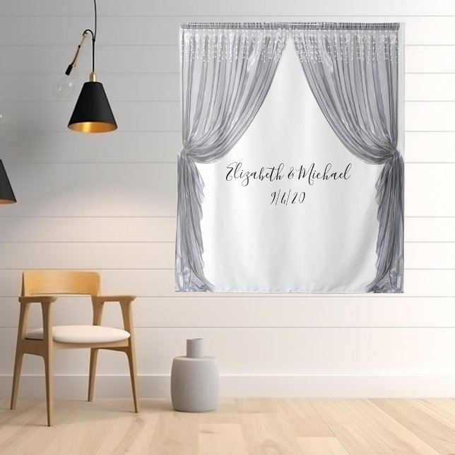Photo Backdrop Wedding Elegant Silver Curtain Tapestry (Creator Uploaded)