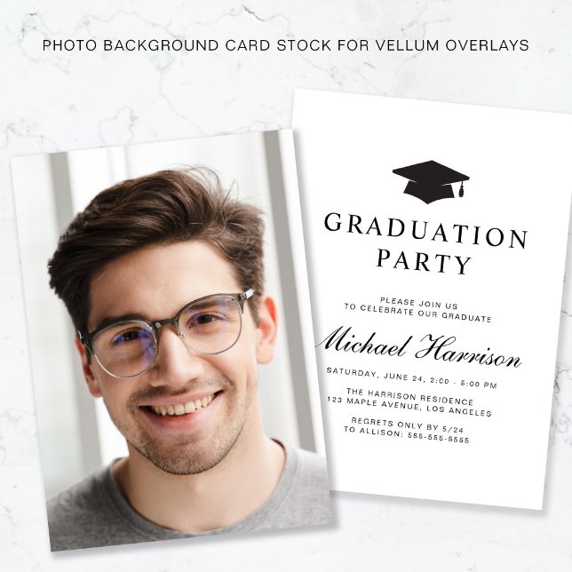 Photo Background Graduation Party Vellum Overlay  Invitation (Creator Uploaded)