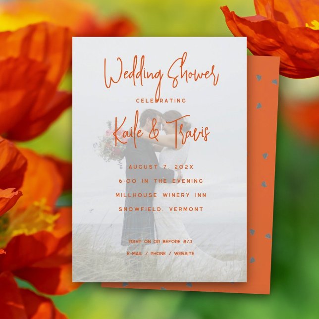 Photo Background Orange Hearts Shower Invitations (Creator Uploaded)