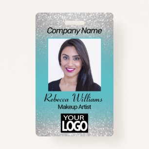 Photo Badge - Blue with Faux Glitter ID Badge