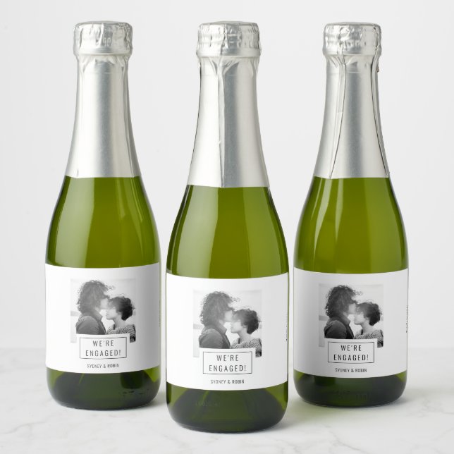 Photo Badge | Engagement | Mini Sparkling Wine Lab Label (Bottles)