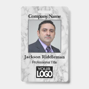 Photo Badge - Grey Marble ID Badge