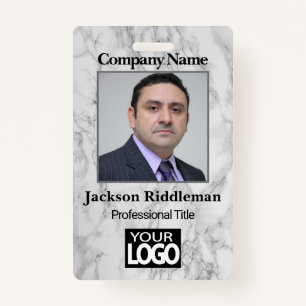 Photo Badge - Grey Marble ID Badge