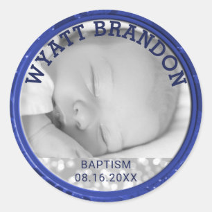 Photo Baptism Favour   Blue Custom Name Date Tag