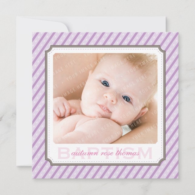 PHOTO BAPTISM INVITES :: candystripes 5SQ (Front)