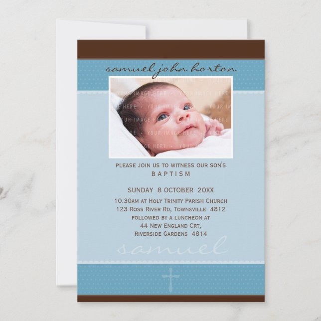 PHOTO BAPTISM INVITES :: softly spotted 5P (Front)