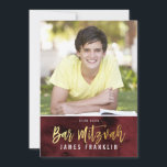 PHOTO BAR MITZVAH red maroon watercolor gold type Invitation<br><div class="desc">by kat massard >>> kat@simplysweetPAPERIE.com <<< A trendy invitation design for your child's BAR MITZVAH Setup as a template it is simple for you to add your own details, or hit the customise button and you can add or change text, fonts, sizes etc TIP :: 1. To change/move graphics /...</div>