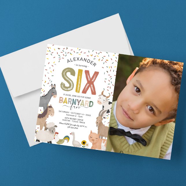 Photo Barnyard 6th Birthday Invitation (Creator Uploaded)