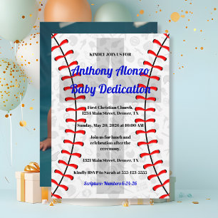 Photo Baseball Baby Dedication Invitation w/ Cross