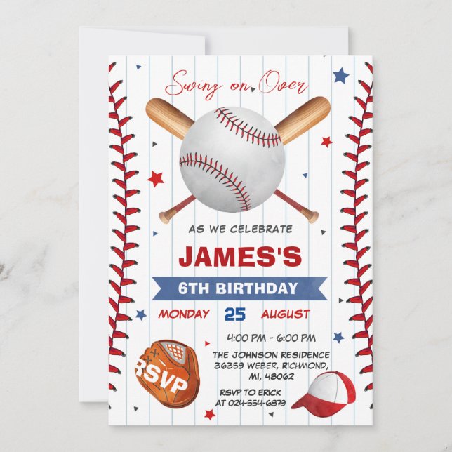 Photo Baseball Birthday Invitation (Front)