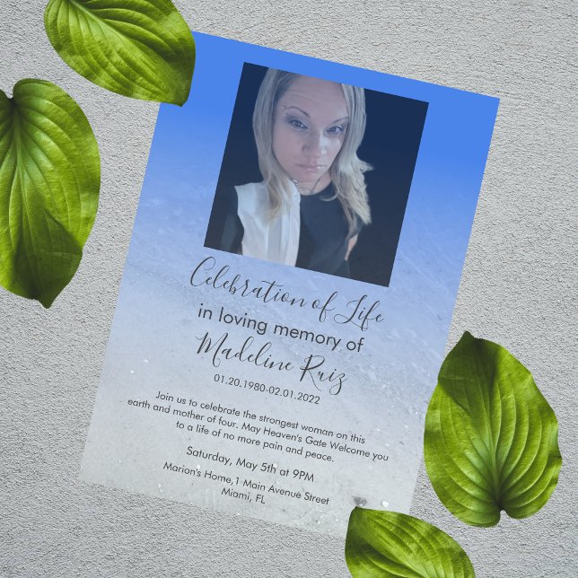 Photo Beach Transparency Celebration of Life  Invitation (Creator Uploaded)