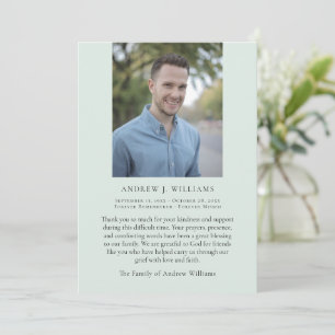 Photo Bereavement Sympathy Funeral Memorial  Thank You Card
