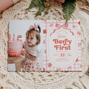 Photo Berry First Birthday Invitation