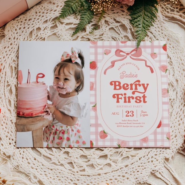 Photo Berry First Birthday Invitation (Creator Uploaded)
