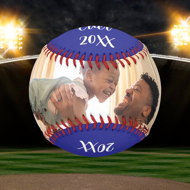  Photo Best Dad Ever Blue Personalise Baseball (Creator Uploaded)