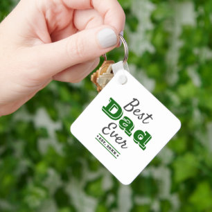 Photo Best Dad Ever Green Typography Bold Modern Key Ring
