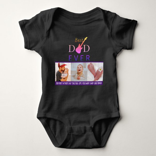 Photo Best Dad Ever Trendy Cute 1st Father's Day Baby Bodysuit (Front)