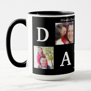 Photo BEST DADDY Collage Coffee Father's Day Black Mug