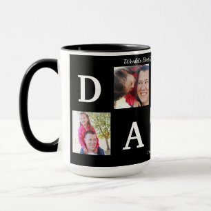 Photo BEST DADDY Collage Coffee Father's Day Black Mug
