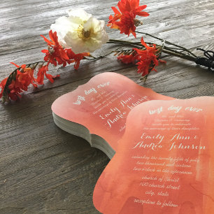 Photo Best Day Ever Coral Watercolor Wedding Invitation