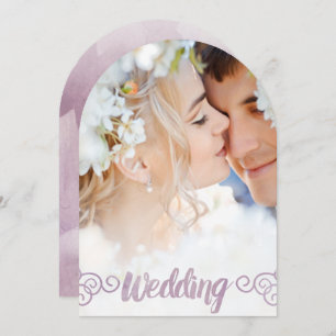 Photo Best Day Ever Lavender Watercolor Wedding Invitation