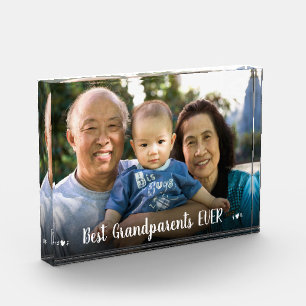 Photo Best Grandparents Ever Hearts Modern  Block