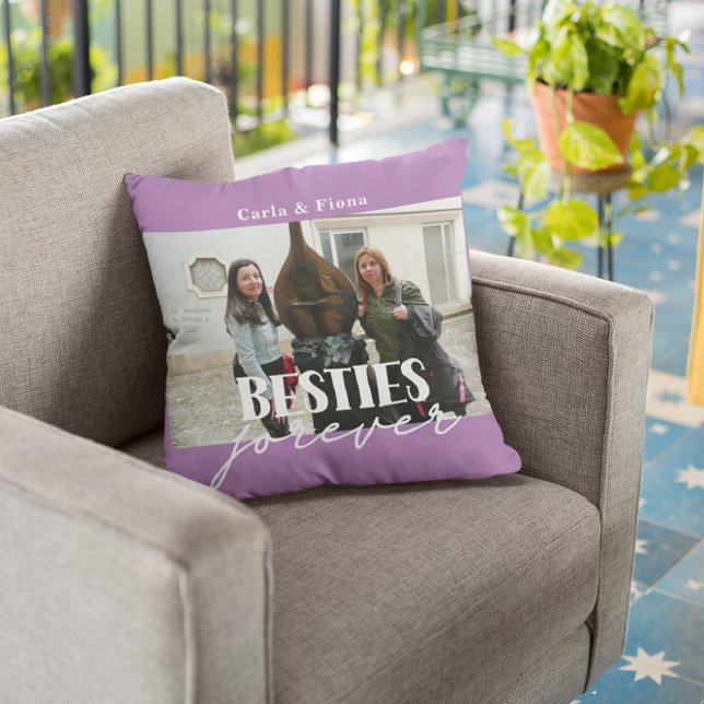Photo Besties Best Friends Gift Throw Pillow (Creator Uploaded)