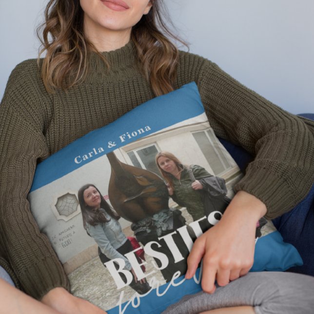 Photo Besties Best Friends Gift Throw Pillow (Creator Uploaded)