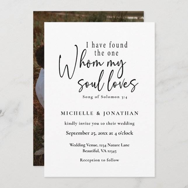 Photo Bible Verse Christian Modern Wedding Invitation (Front/Back)