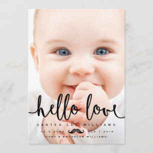 PHOTO BIRTH ANNOUNCEMENT Baby Boy Modern Script